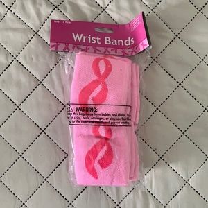 Set of 12 Breast Cancer Awareness terry wristbands.